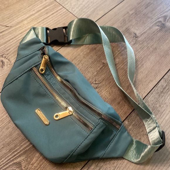 Sea Foam Green Colored Two Pouch Fanny Pack - Picture 5 of 5